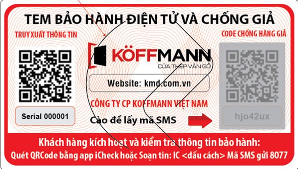 Tem bảo hành điện tử Koffmann